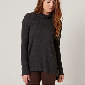 We the Free Charcoal Gray Split Back Turtleneck Top Size Medium